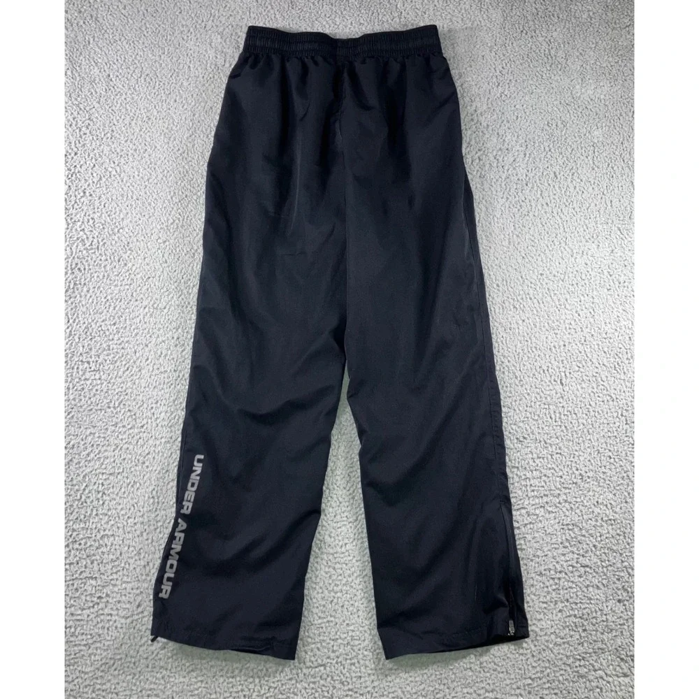 Under Armour Track Pants Men Medium 28x31 Loose Wide Leg Zip Ankle Spellout Logo